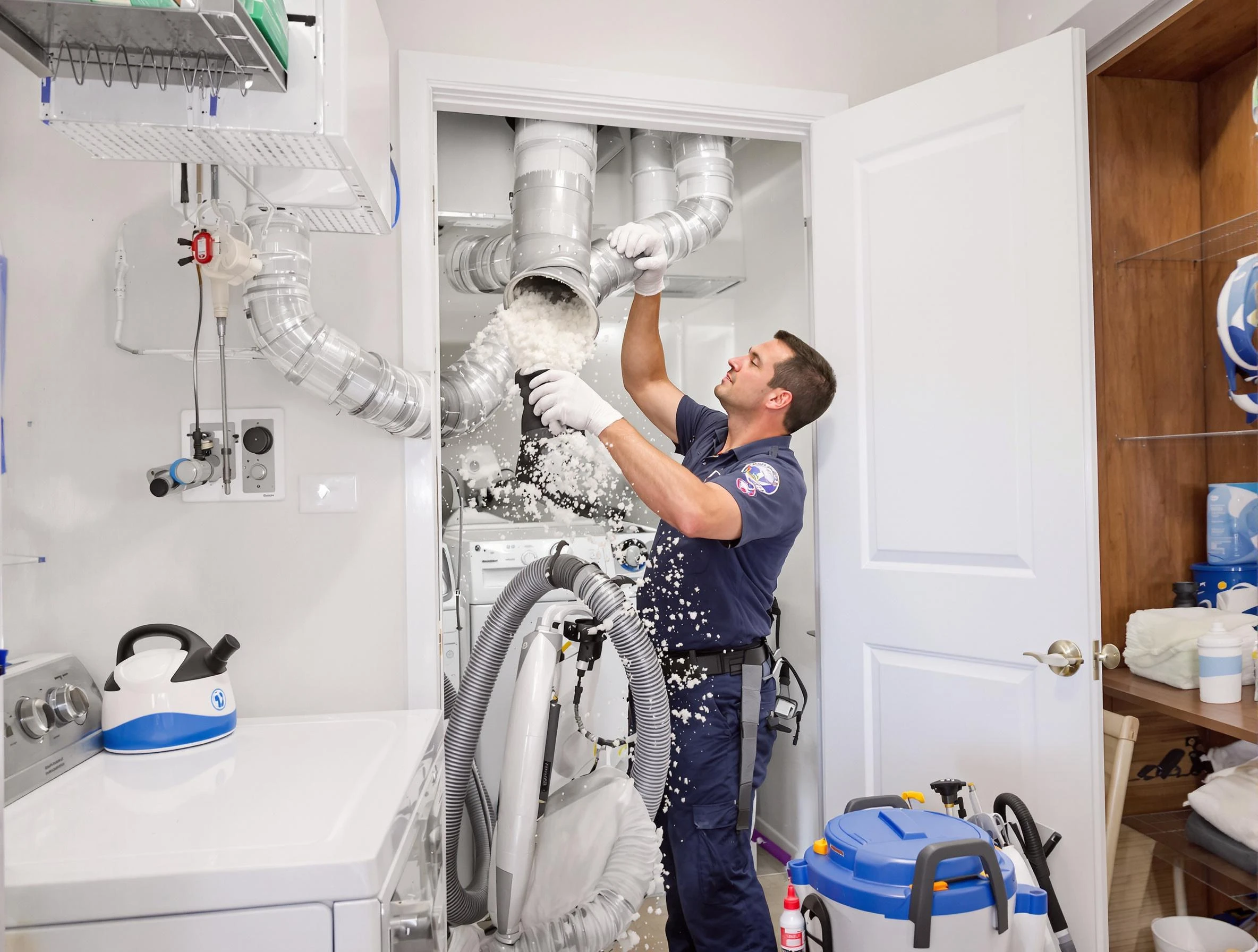 Westford Dryer Vent Cleaning technician delivering thorough residential dryer vent cleaning service in Westford